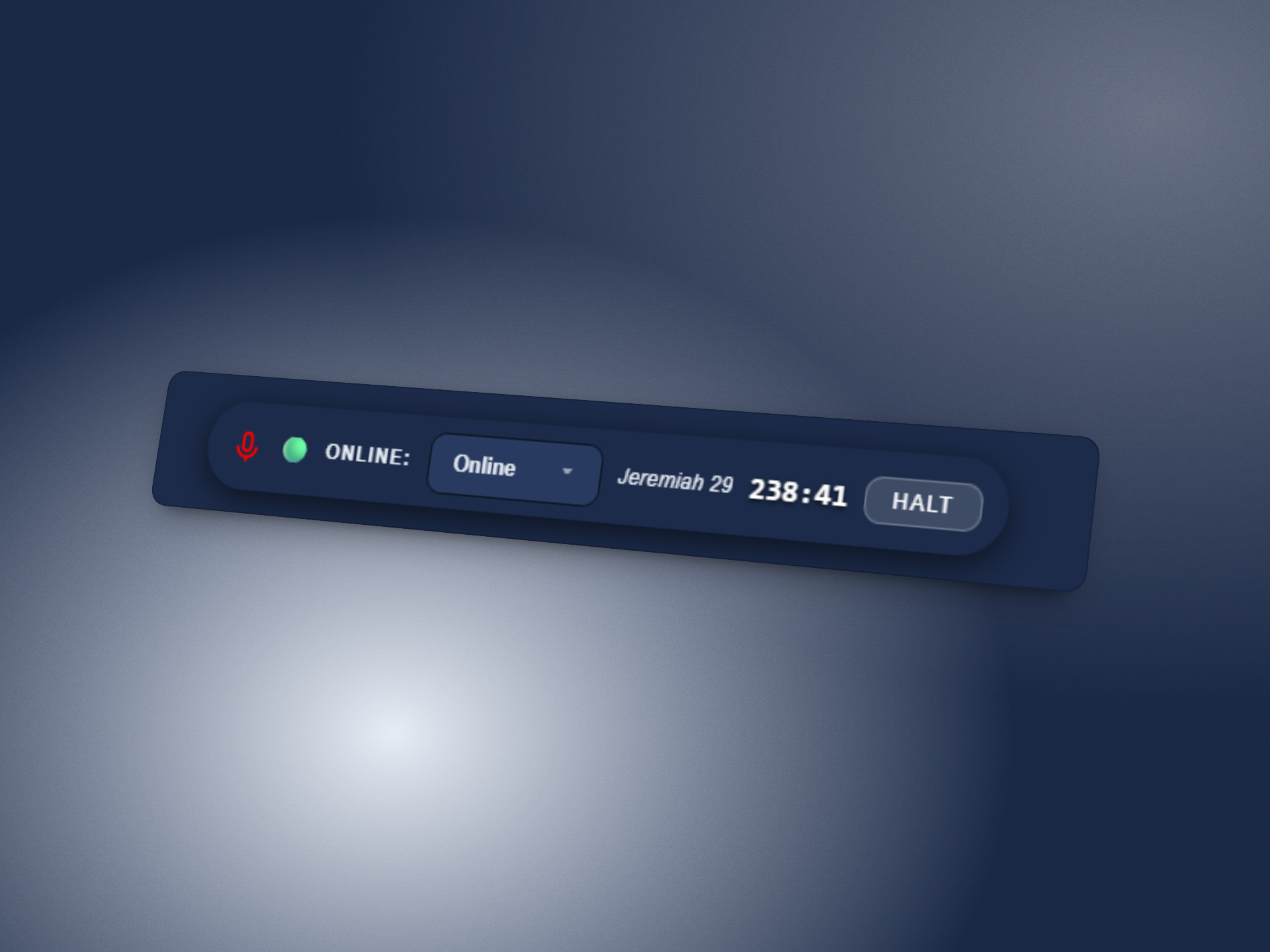 AI engine status bar showing Online mode active with elapsed time and a Halt button